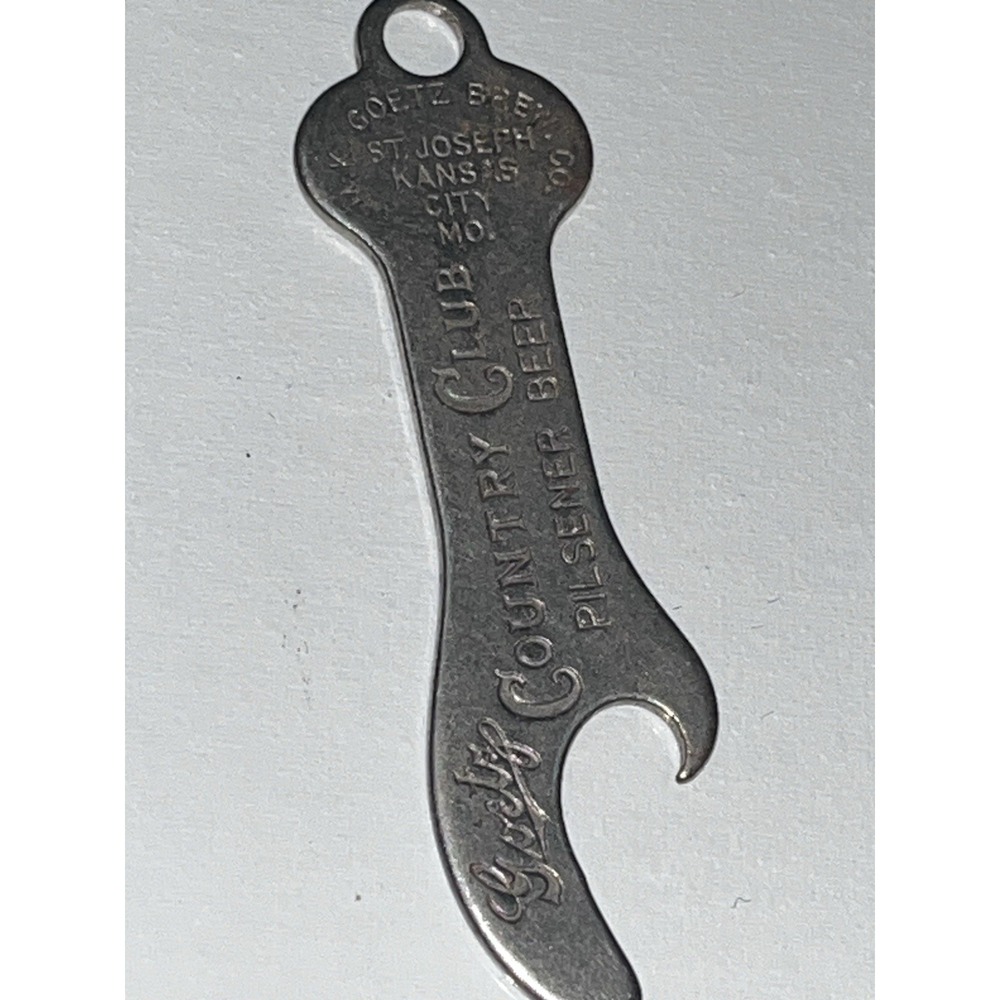 Vintage Country Club Pilsener Beer Bottle Opener Goetz Brewing St Joseph MO